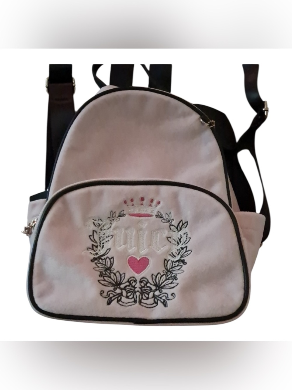 Juicy Couture nwoLight Pink Mini Backpack with Black Trim and Embroidered Crest